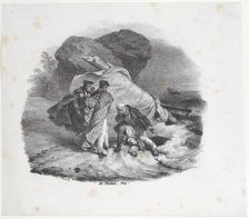 Shipwrecked Victim Thrown onto the Shore of Pourville, 1822. Creator: Émile Jean-Horace Vernet