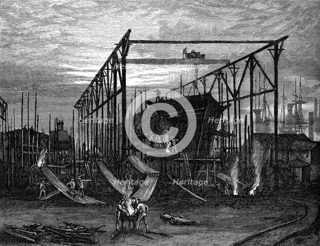 Shipyards on the Tyne, c1880. Artist: Unknown