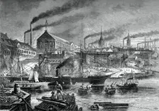 Shipyards and shipping on the Clyde, c1880.Artist: V Dutertre