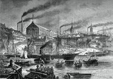 Shipyards and shipping on the Clyde, c1880.Artist: V Dutertre