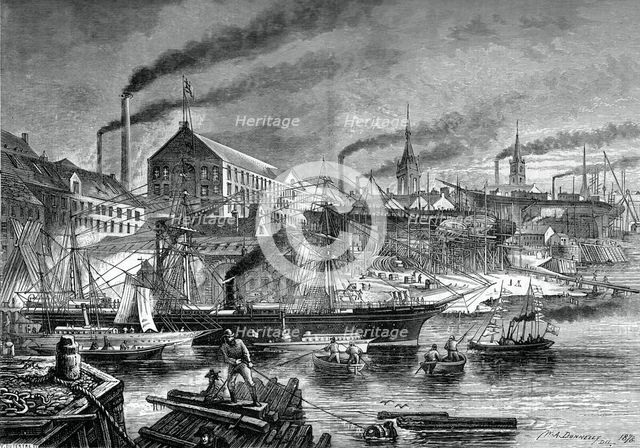 Shipyards and shipping on the Clyde, c1880.Artist: V Dutertre