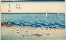 Shirosato Beach in Kazusa Province (Kazusa Shirosato kaihin), section of sheet no. 7 from ..., 1852. Creator: Ando Hiroshige
