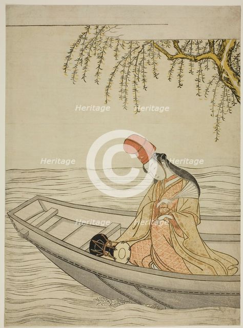 Shirabyoshi Dancer in Asazuma boat, c. 1766. Creator: Suzuki Harunobu.