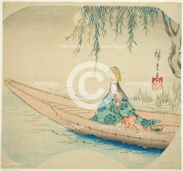 Shirabyoshi dancer in asazuma boat, n.d. Creator: Ando Hiroshige.