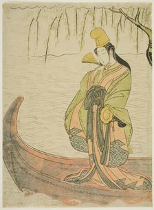 Shirabyoshi Dancer standing in Asazuma Boat, c. 1769/70. Creator: Suzuki Harunobu
