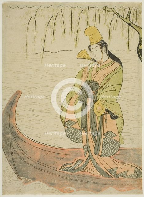 Shirabyoshi Dancer standing in Asazuma Boat, c. 1769/70. Creator: Suzuki Harunobu.
