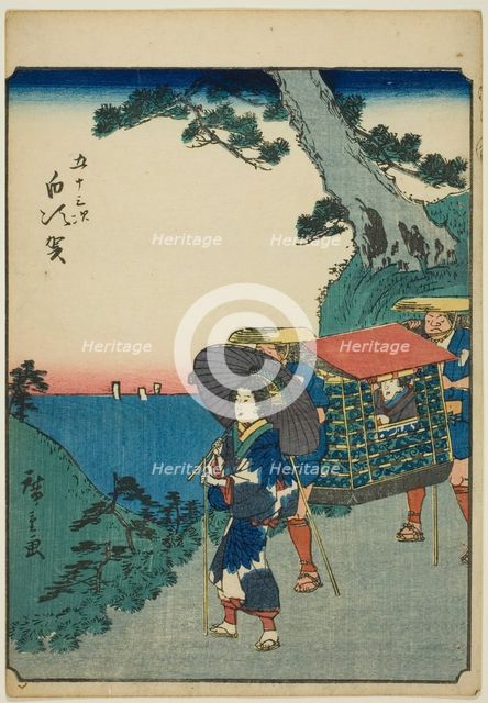 Shirasuka, from the series "Fifty-three Stations [of the Tokaido] (Gojusan tsugi)," also..., 1852. Creator: Ando Hiroshige.