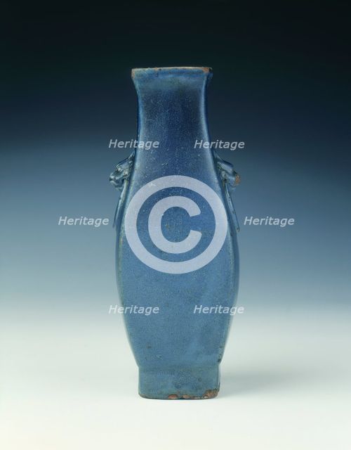 Shiwan blue vase, Late Ming dynasty, China, 1600-1644. Creator: Unknown.