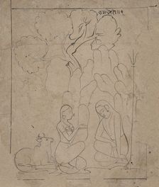 Shiva and Parvati in a Mountain Grotto, ca. 1800. Creator: Unknown