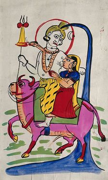 Shiva and Parvati on Nandi bull. Creator: Unknown