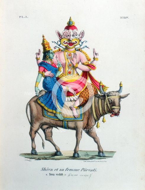 Shiva, one of the gods of the Hindu trinity (trimurti) with his consort Parvati, c19th century. Artist: A Geringer