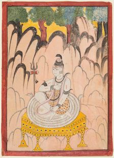 Shiva seated on a Throne in a landscape, c. 1760. Creator: Unknown