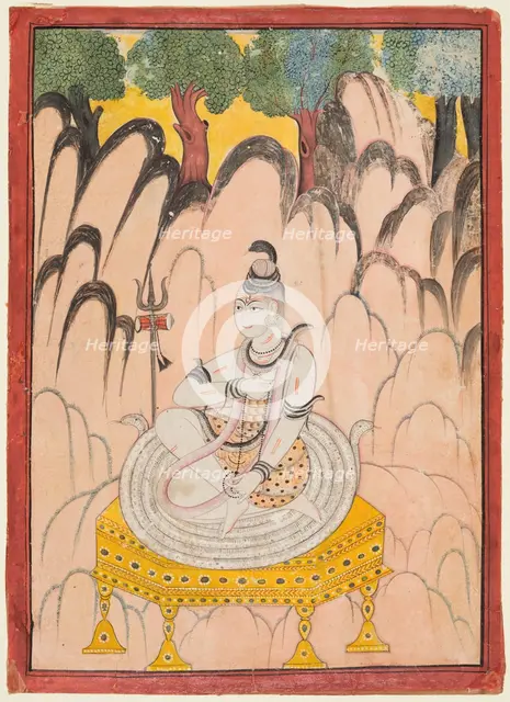 Shiva seated on a Throne in a landscape, c. 1760. Creator: Unknown.