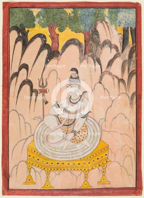 Shiva seated on a Throne in a landscape, c. 1760. Creator: Unknown.