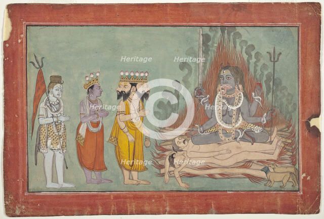 Shiva, Vishnu, and Brahma Adoring Kali (image 1 of 7), c1740. Creator: Unknown.