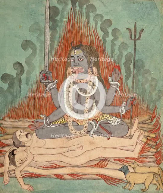 Shiva, Vishnu, and Brahma Adoring Kali (image 5 of 7), c1740. Creator: Unknown.