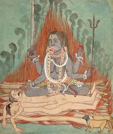 Shiva, Vishnu, and Brahma Adoring Kali (image 5 of 7), c1740. Creator: Unknown