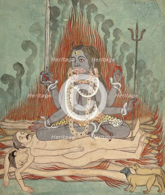 Shiva, Vishnu, and Brahma Adoring Kali (image 5 of 7), c1740. Creator: Unknown.