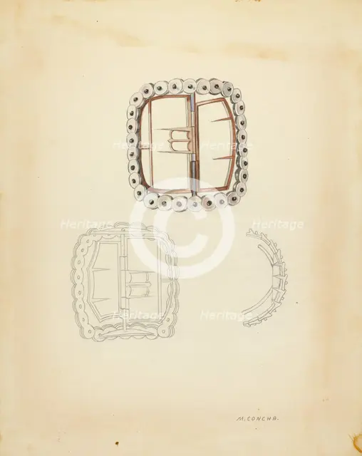 Shoe Buckle, c. 1940. Creator: Margaret Concha.