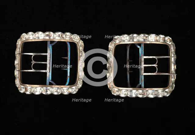 Shoe buckles, probably British, 1780-89. Creator: Unknown.