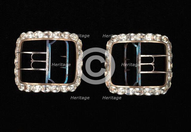 Shoe buckles, probably British, 1780-89. Creator: Unknown.