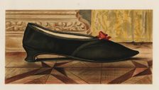 Shoe fastened by a ribbon tie, 1885. Creator: Unknown