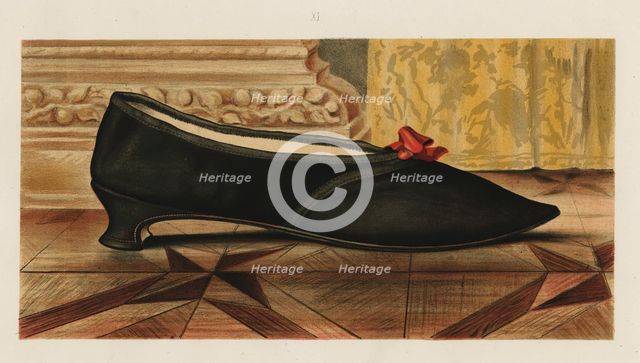 Shoe fastened by a ribbon tie, 1885.  Creator: Unknown.