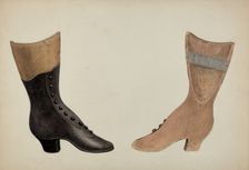 Shoe Shop Sign: Two Views, 1935/1942. Creator: Unknown