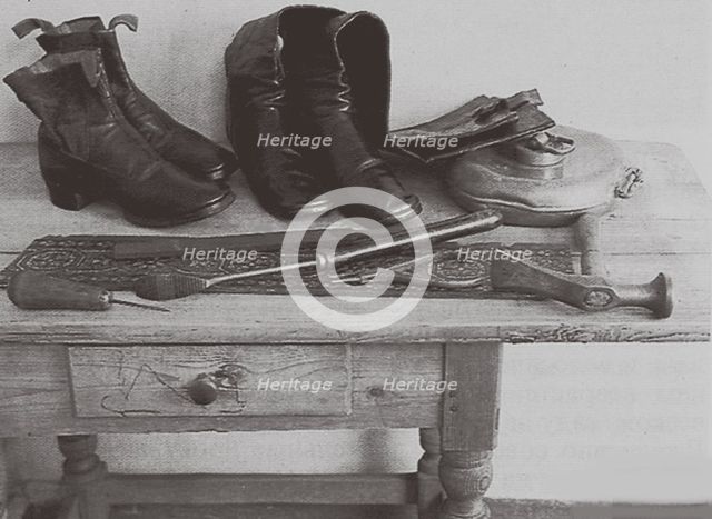 Shoemaking Tools of Leo Tolstoy in his study in Khamovniki.