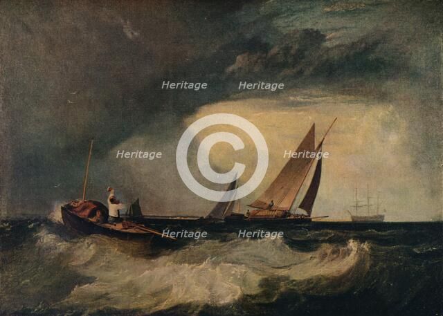 'Shoeburyness Fisherman Hailing a Whitstable Hoy, aka The Pilot Boat, and The Red Cap', c1809 Artist: JMW Turner.