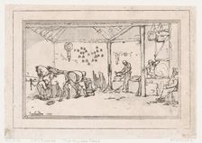 Shoeing: The Village Forge (A Farrier's Shop), 1787., 1787. Creator: Thomas Rowlandson
