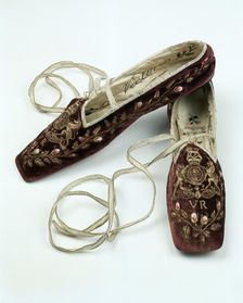 Shoes presented to Queen Victoria after her accession, c1838
