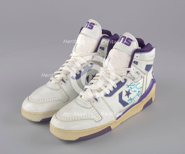 Shoes worn and signed by Karl Malone, 1985-2003. Creator: Converse.