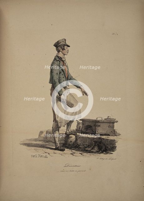 Shoeshiner. From the Series "Cris de Paris" (The Cries of Paris), 1815. Creator: Vernet, Carle (1758-1836).