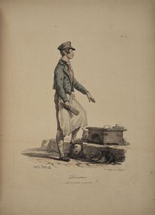 Shoeshiner. From the Series "Cris de Paris" (The Cries of Paris), 1815. Creator: Vernet, Carle (1758-1836)
