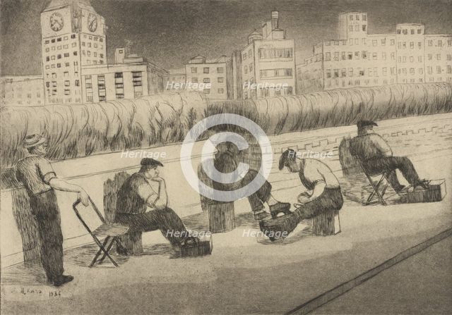 Shoeshining, ca.1936. Creator: Hyman William Katz.