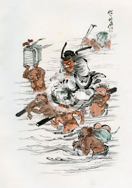 'Shoki and Attendant Demons', 1898.Artist: Kawanabe Kyôsai
