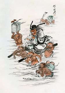 Shoki and Attendant Demons 1898.Artist: Kawanabe Kyôsai