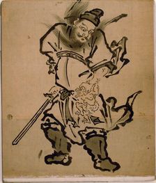 Shôki the Demon Queller, from an album of paintings of Shôki, Edo period, 18th century. Creator: Unknown
