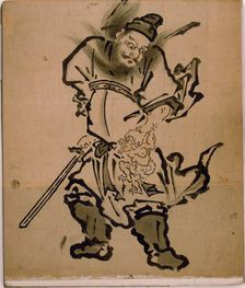 Shôki the Demon Queller, from an album of paintings of Shôki, Edo period, 18th century. Creator: Unknown