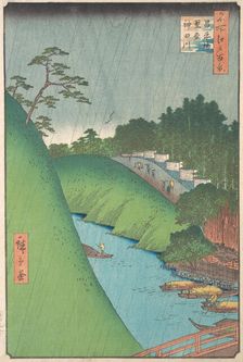 Shohei Bridge, Seido Temple and Kanda River, 1857., 1857. Creator: Ando Hiroshige