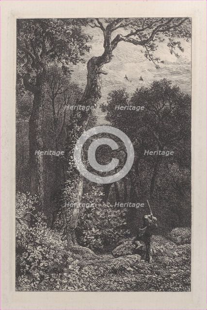Shooting a Woodcock, 1864. Creator: Charles Emile Jacque.