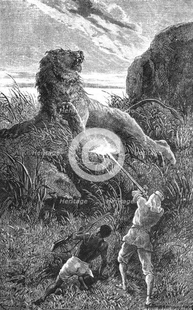 'Shooting a Lion; Life in a South African Colony', 1875. Creator: Unknown.