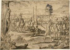Shooting at Father's Corpse, 1584. Creator: Maerten van Heemskerck