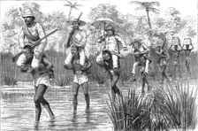 'Shooting in West Africa -- Through a Mangrove Swamp 1890. Creator: Unknown