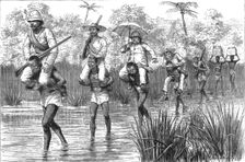 'Shooting in West Africa -- Through a Mangrove Swamp 1890. Creator: Unknown