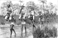 'Shooting in West Africa -- Through a Mangrove Swamp 1890. Creator: Unknown