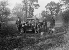 Shooting party with a 1928 Talbot 14/45. Artist: Bill Brunell