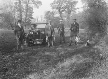 Shooting party with a 1928 Talbot 14/45. Artist: Bill Brunell