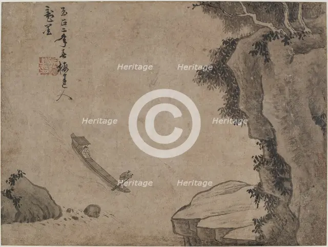 Shooting rapids under high cliffs, Possibly Yuan dynasty, (14th century?). Creator: Unknown.